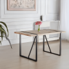 MDF Wood Colour Dining Table Set of 4 and Modern Dining Chairs , Mid Century Wooden Kitchen Table Set, Metal Base & Legs, Dining Room Table and Linen