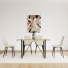 MDF Wood Colour Dining Table Set of 4 and Modern Dining Chairs , Mid Century Wooden Kitchen Table Set, Metal Base & Legs, Dining Room Table and Linen