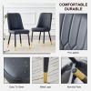 Table and chair set. Black sintered stone tabletop with black metal legs.black PU leather backrest and black metal leg chair. 1 table and 4 chairs F-0