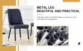 Table and chair set. Black sintered stone tabletop with black metal legs.black PU leather backrest and black metal leg chair. 1 table and 4 chairs F-0