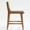 Breathe Leather Woven Counter Height Stool Kitchen Wooden Barstools, 24 inch Seat Height Set of 2