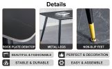 Table and chair set. Black sintered stone tabletop with black metal legs.black PU leather backrest and black metal leg chair. 1 table and 4 chairs F-0