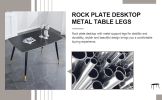 Table and chair set. Black sintered stone tabletop with black metal legs.black PU leather backrest and black metal leg chair. 1 table and 4 chairs F-0