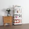 Storage Cart 4-Tier Slide Out Rolling Utility Cart Storage Organizer Shelf Rack, Mobile Shelving with 4 Storage Baskets for Kitchen Living Room Bathro
