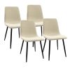 MDF Wood Colour Dining Table Set of 4 and Modern Dining Chairs , Mid Century Wooden Kitchen Table Set, Metal Base & Legs, Dining Room Table and Linen