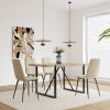 MDF Wood Colour Dining Table Set of 4 and Modern Dining Chairs , Mid Century Wooden Kitchen Table Set, Metal Base & Legs, Dining Room Table and Linen