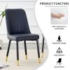 Table and chair set. Black sintered stone tabletop with black metal legs.black PU leather backrest and black metal leg chair. 1 table and 4 chairs F-0