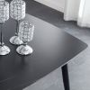 Table and chair set. Black sintered stone tabletop with black metal legs.black PU leather backrest and black metal leg chair. 1 table and 4 chairs F-0